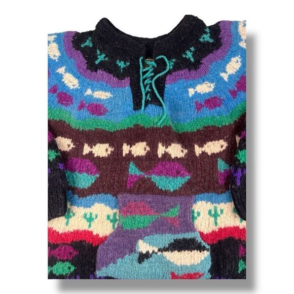 Handknit In Ecuador For Ice -AME 100% Hand Spun Wool Size Extra Large - Picture 3 of 6